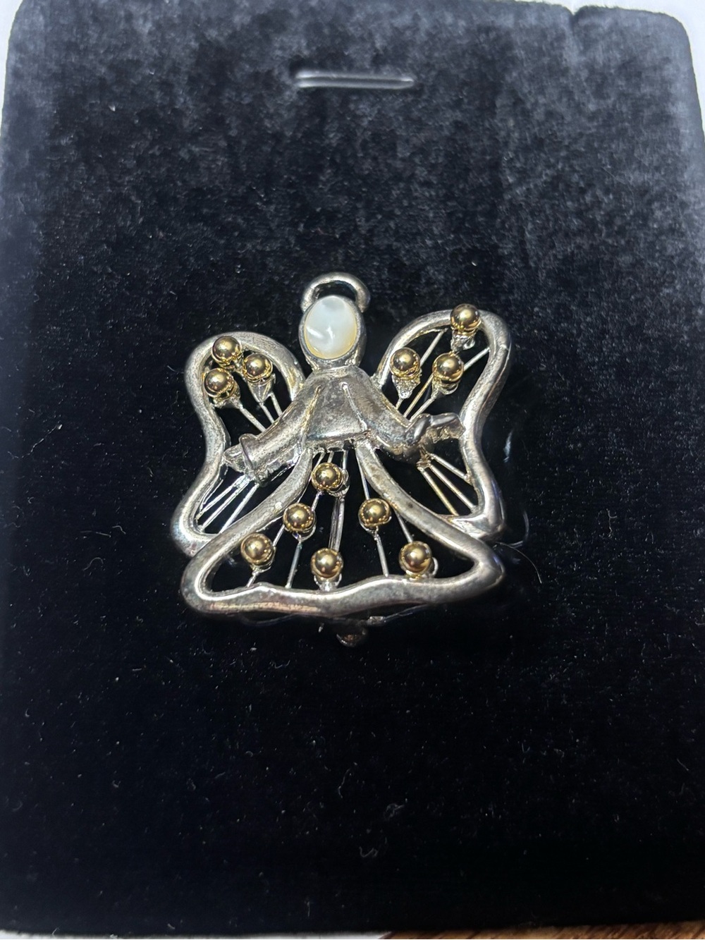 Silver and Gold Angel Brooch Pin - Two-Tone Women’s Jewelry